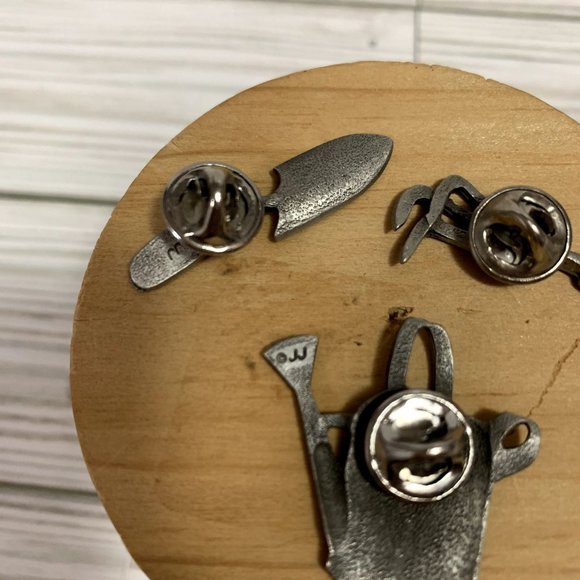Vintage JJ Pewter Gardening Pin 3 Piece Set - Picture 4 of 6